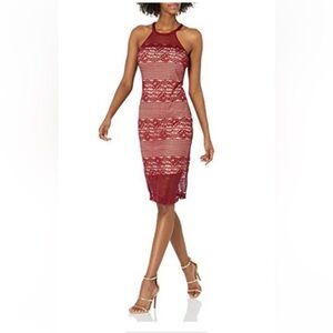 Guess Red Lace Midi Dress